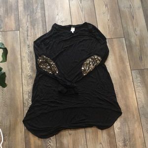 Sequin sleeve tunic top